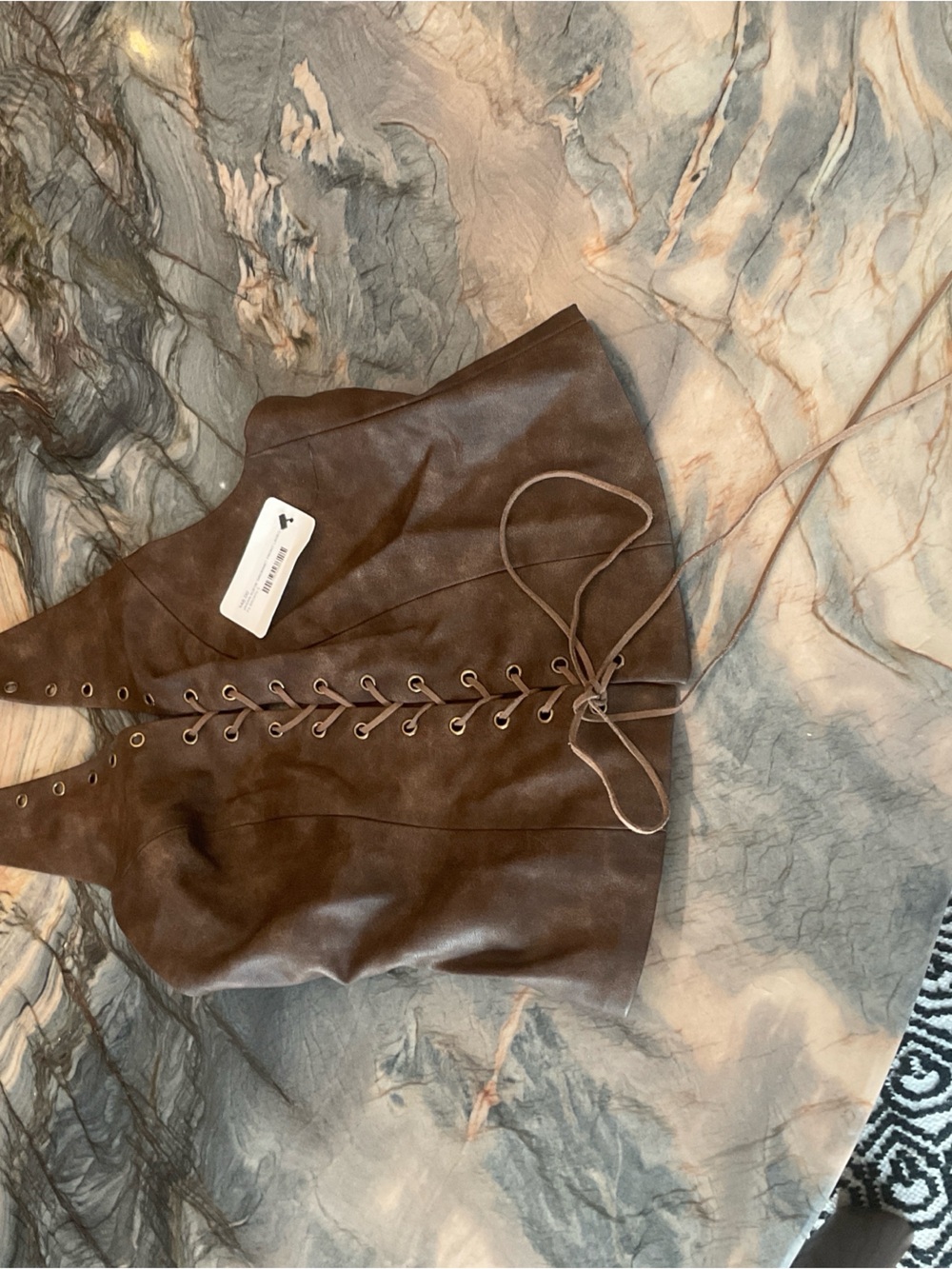 Brown Lace-Up Halter Top